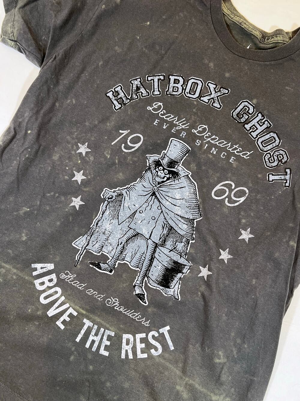 Disney Parks Haunted Mansion Hatbox Ghost Mineral Wash Adult Tee - NWT